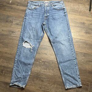 ZARA Distressed Blue Jeans Pants Denim ((size 34))